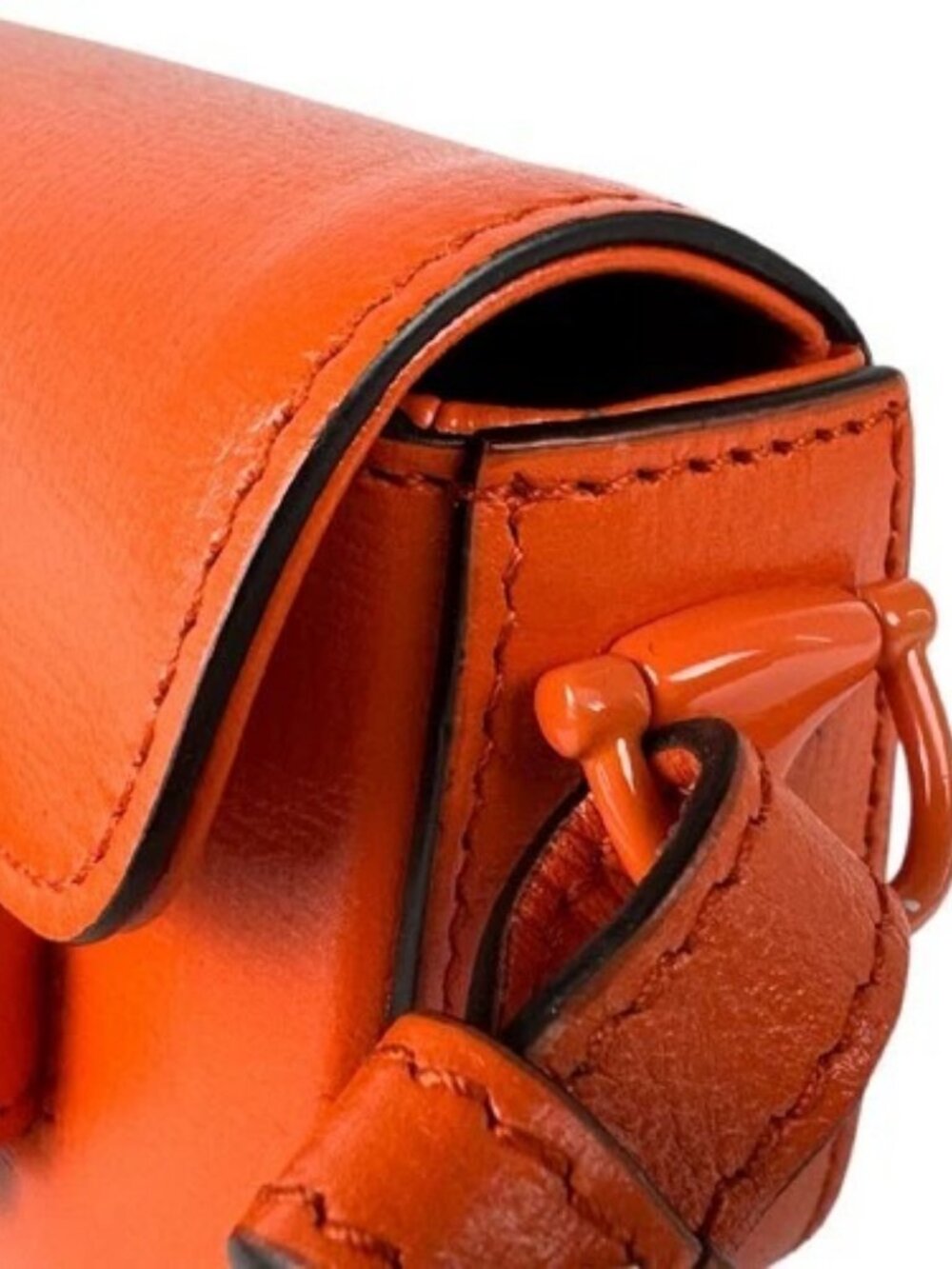 Auth GUCCI Horsebit 1995 Shoulder Bag Orange Leather - z9027 - Picture 7 of 13